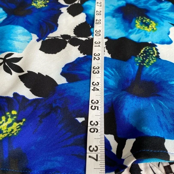 Sleeveless AB Studio Blue Floral Dress - Picture 3 of 16